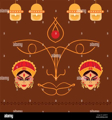 goddess durga face and lamps Stock Vector Image & Art - Alamy