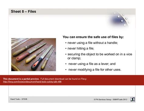 Pdf Hand Tools Safety Talk 19 Page Pdf Document Flevy