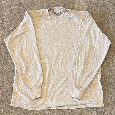 Vintage S Lee Total Cotton Long Sleeve Blank Grey Depop