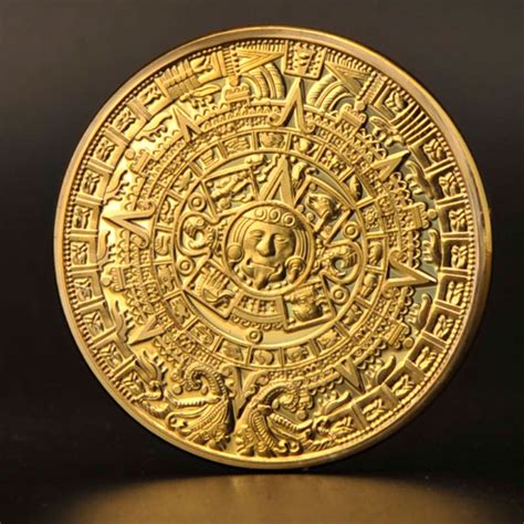 Moneda Calendario Azteca Bañada En Oro De Colección 199 00 en