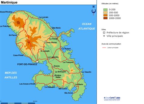 Carte De La Martinique Relief Voyage Carte Plan