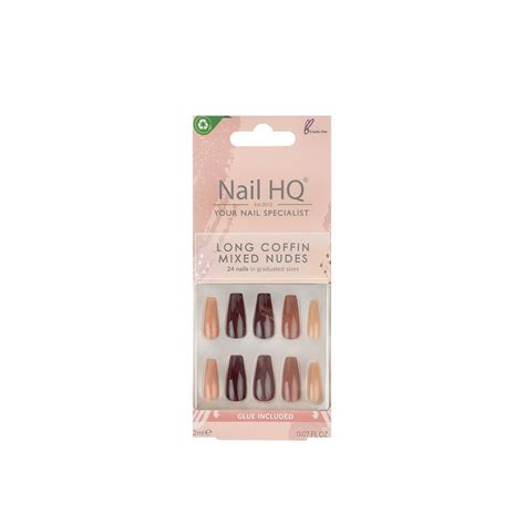 Nail HQ Long Coffin Mixed Nude Nails X24 Portugal