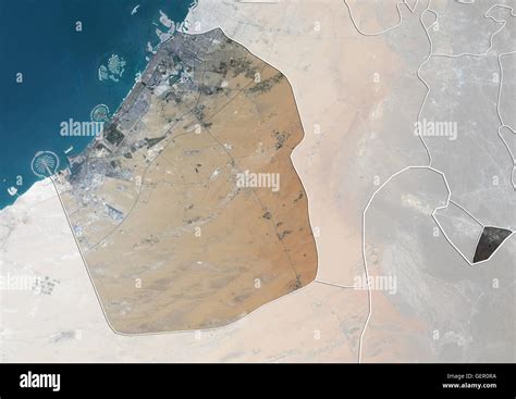 Satelliten Ansicht F R Das Emirat Von Dubai Vereinigte Arabische