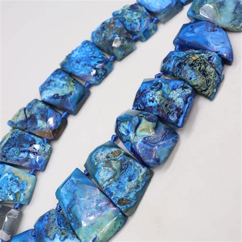 155inches Blue Agate Slab Beads Top Drilled Agate Pendant Etsy