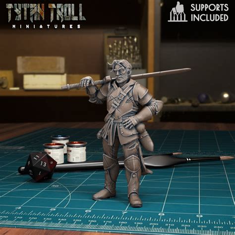 D Printable Dnd Heroes Human Fighters Pre Supported By Tytantroll