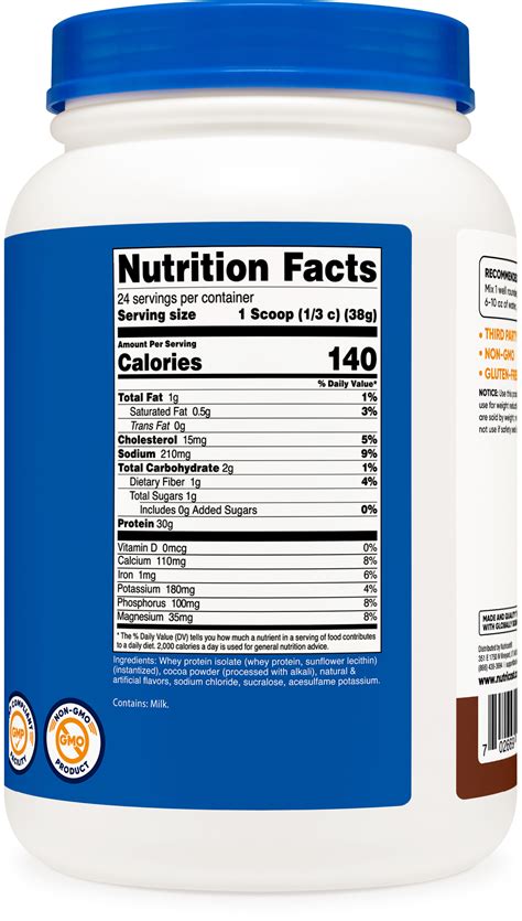 Nutricost Whey Protein Isolate Powder Milk Chocolate Flavor 2 Lbs Gluten And Gmo Free