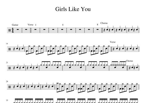 Girls Like You Arr Mat J Divi Sheet Music Maroon Drums