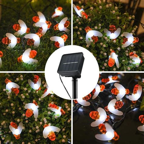 Solar Powered String Lights Cute Honeybee Led Fairy Decor Lights