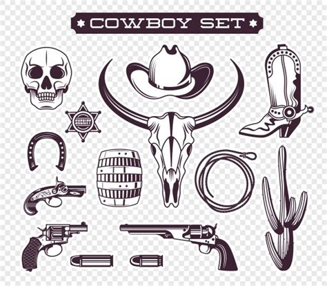 Cowboy And Western Attributes Black Objects Vector Image