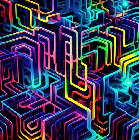 Abstract neon maze stock illustration. Illustration of digital - 278422433