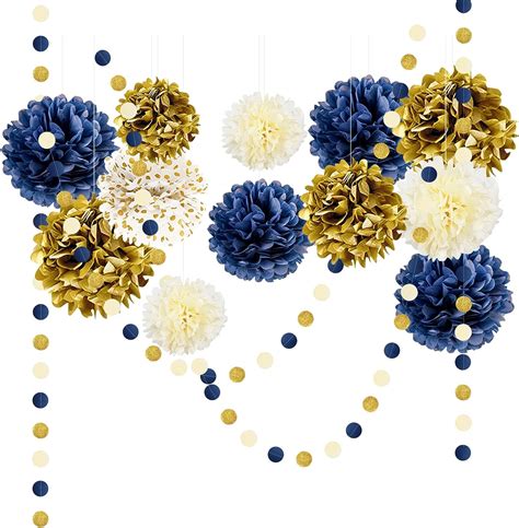 Nicrolandee Seidenpapier Pompons Deko St Ck Navyblau Tissue Papier