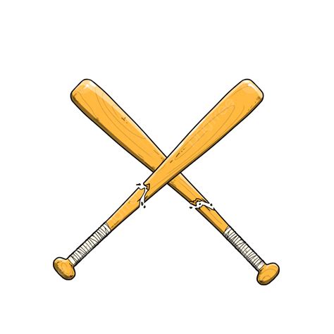 Gambar Ilustrasi Kartun Kayu Besbol Patah, Kelawar Patah, Bola, Sukan