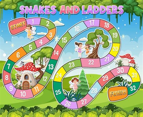 Premium Vector Snakes And Ladders Board Game Template