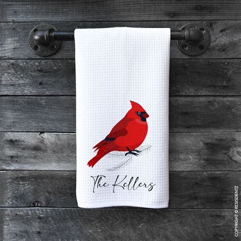 Personalized Cardinal Kitchen Towels Christmas Gift Dish Etsy UK