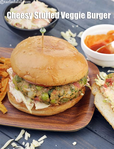 Calories of Cheesy Stuffed Veggie Burger | Tarladalal.com