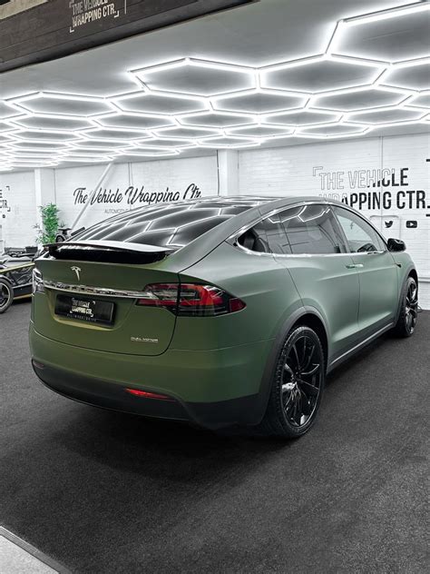 Tesla Model X Matte Military Green Personal Wrapping Project