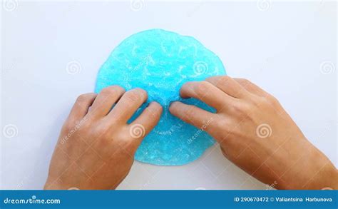 ASMR Is A Game With Blue Slime For Stress Relief Stock Footage Video