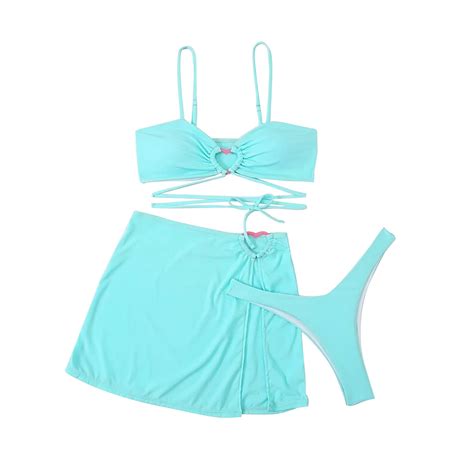Cethrio Bikini Swimsuits For Women Piece Quick Dry Swimsuits Bathing Suits Sky Blue Size S