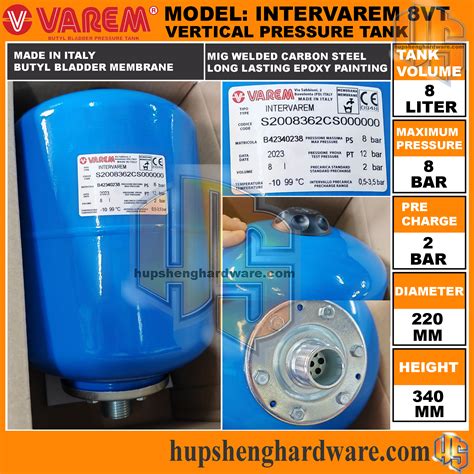 Varem Vt Vertical Butyl Bladder Pressure Tank L Bar