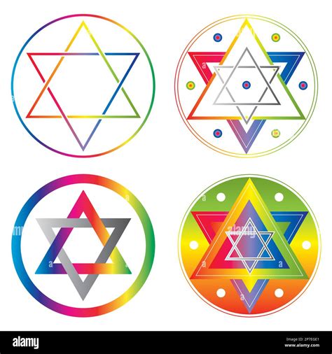 Set Of Seal Of Solomon Icons Illustration Star In Circle Symbol Alchemy