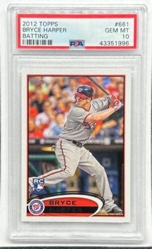 2012 Topps Bryce Harper Batting SP Rookie Card RC 661 PSA 10 Nationals