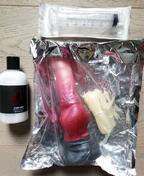 New Bad Dragon Tucker Fantasy Medium Silicone Dildo Cum Tube Lube