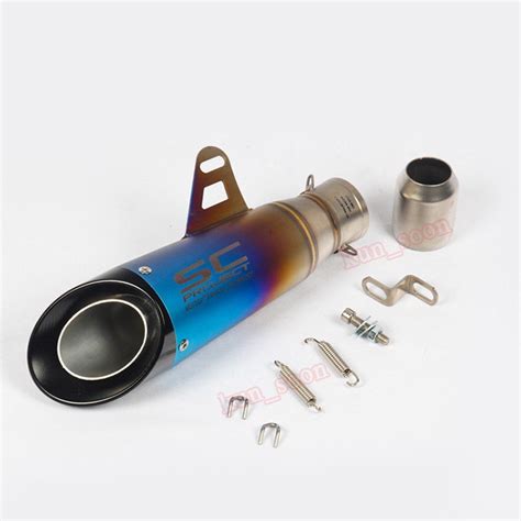 51mm 60mm Inlet Universal Motorcycle Exhaust Pipe Muffler Sc Project Exhaust Mufflers Universal