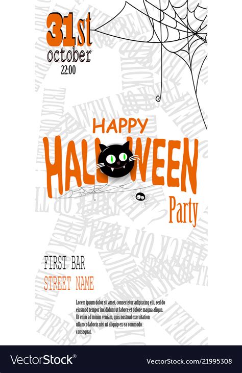 Happy Halloween Invitation Card With Spiderweb Vector Image