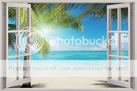 3D Sunshine Beach Window View Removable Wall Art Stickers Vinyl Decal