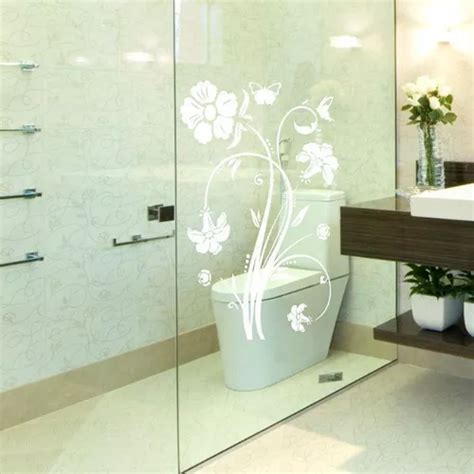 Adhesivo Floral 03 para caja de baño con estampado floral blanco