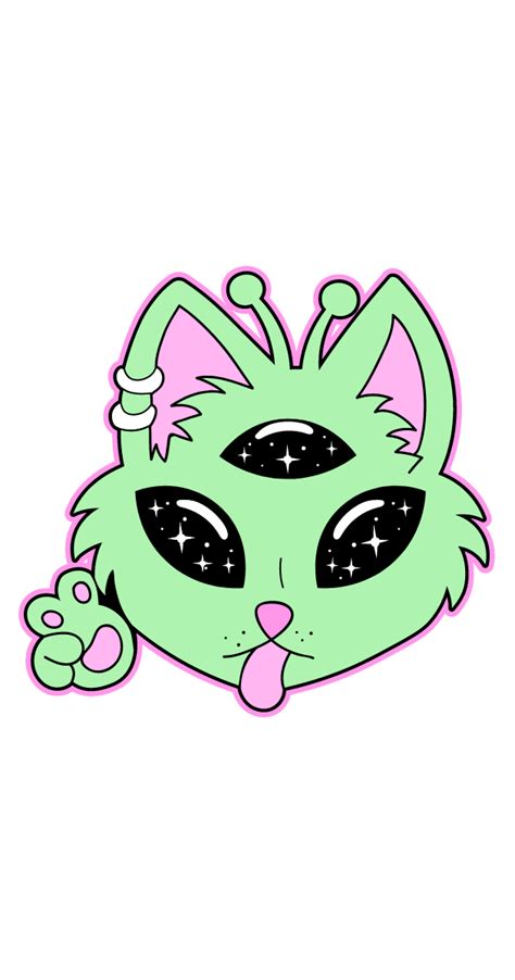 Three Eyed Alien Cat Sticker Artofit