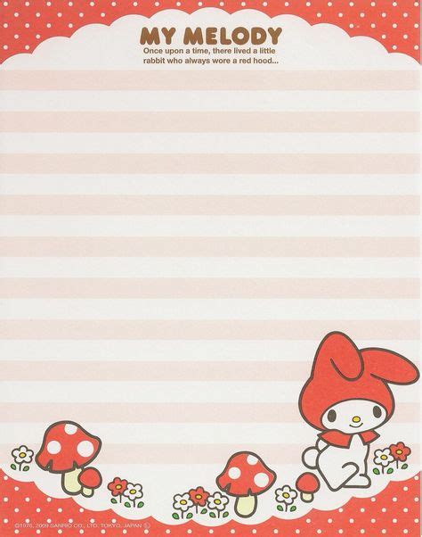 My Melody Red Mushrooms Memo Pad 2009 As Courtesy Of Sanrio My Melody Memo Notepad Memo