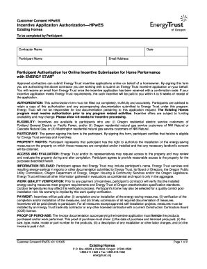 Fillable Online Energytrust Incentive Application Authorization Hpwes