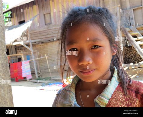 LAOS Girl in northern village. Photo Tony Gale Stock Photo: 66402652 ...