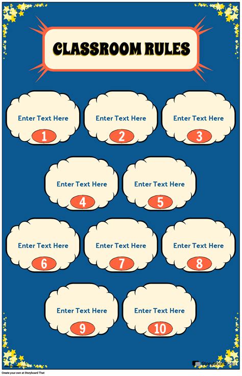 Printable Classroom Rules Decoration Storyboard