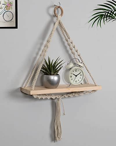 U G Decor Macrame Wooden Wall Hanging Shelf Modern Chic Woven Macrame