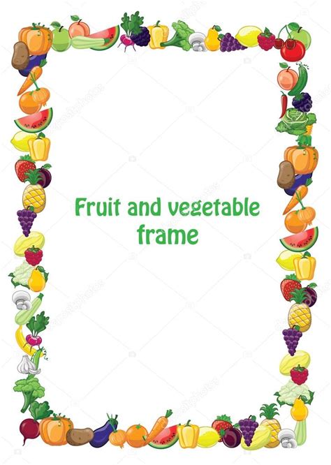 Vegetables And Fruits Frame Stock Vector Virinaflora