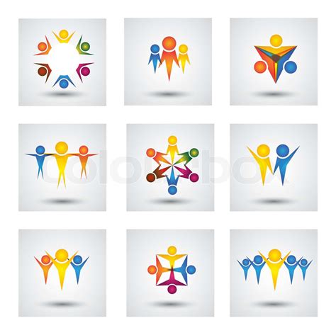 Menschen Gemeinschaft Kinder Vektor Icons Und Design Elemente Stock