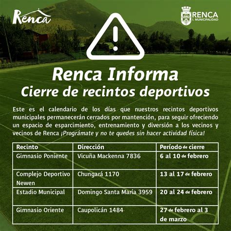 Municipalidad Renca On Twitter Ojo Conoce El Calendario De Los