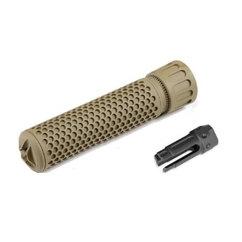 O T Airsoft KAC QDC Long Style Suppressor Silencer TAN Flash Hider