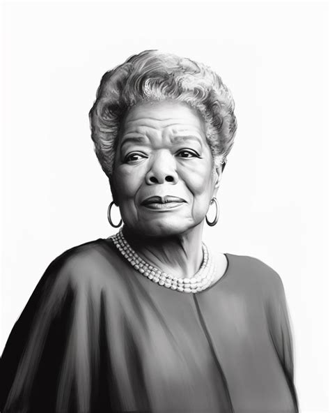 Maya Angelou Portrait in Black and White, Sketch Drawing, African ...