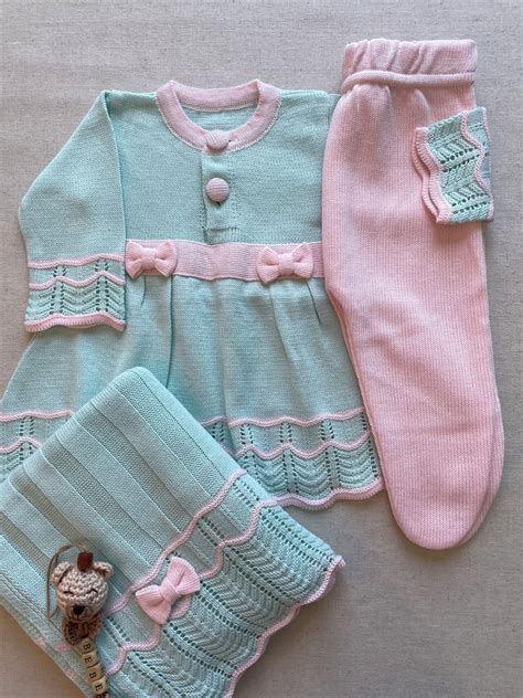 Sa Da Maternidade Tricot Sofia Verde Rosa No Elo Delara Baby Sa Da