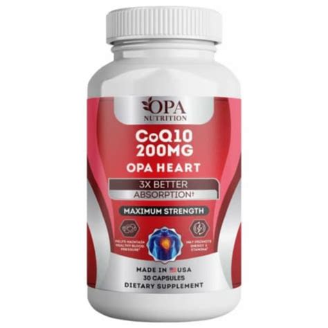 Opa Nutrition Heart Health Coenzyme Coq10 200mg High Absorption Capsules 30 Ct 1 Pack 30 Ct