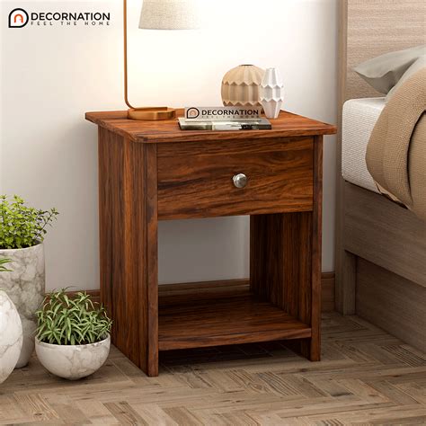 Tagus Bedside Table With Drawer Natural Finish Decornation