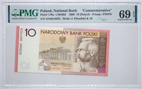 Polska 10 złotych 2008 Niepodległość PMG 69 EPQ 14097058524