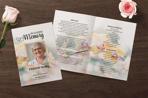 Blush Pink Flower Funeral Program Templatefuneral Program Etsy