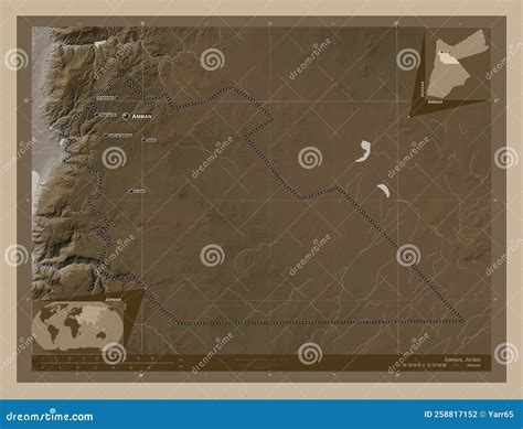 Amman Jordan Sepia Labelled Points Of Cities Stock Illustration