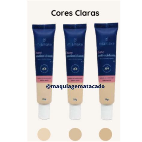 Kit 03 Unidades Base Antioxidante Multifuncional Mia Make Cores Claras