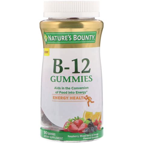 Nature's Bounty Vitamin B-12 Gummies, Raspberry, Mixed Berry & Orange Flavored, 90 Gummies ...