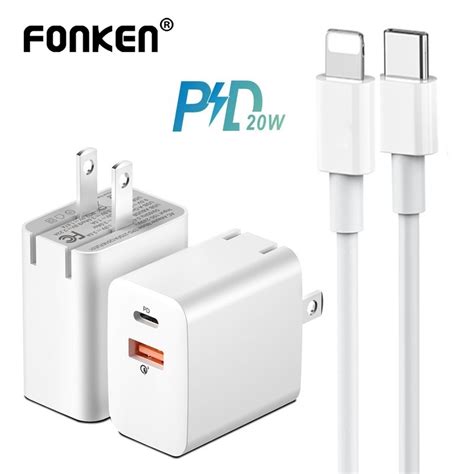 Fonken Charging Adapter W Dual Port Fast Charger Usb Qc Pd